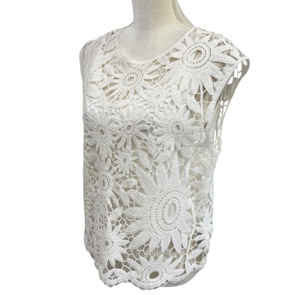 Ted Baker London Ivory KATRNN Crochet Sleeveless Lined Top Size Ted 4 US 10 NWT - Picture 8 of 15